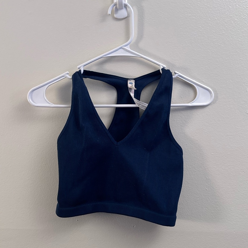 Free People Movement Navy Blue Ribbed Nylon Tank Top Size L